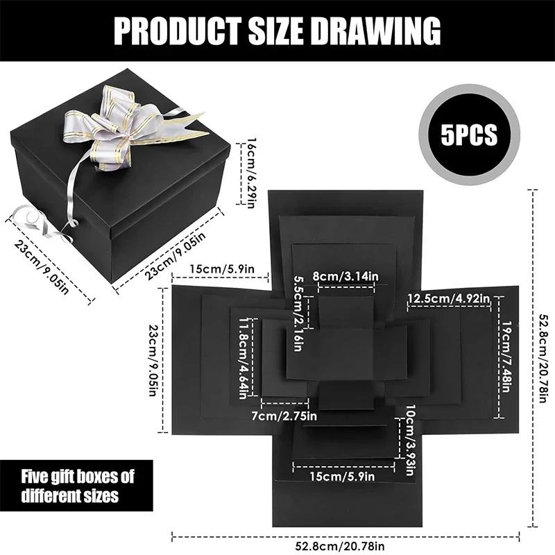Kit de caja de explosión DIY de 5 capas, álbum de fotos creativo para álbum de recortes para cumpleaños, San Valentín, Navidad, sorpresa, Idea de regalo hecha a mano