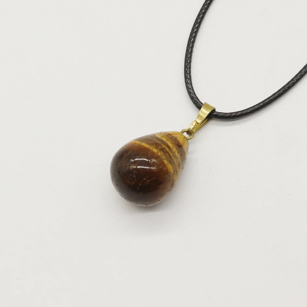 High Quality Natural Stone Teardrop Necklace Pendant Tiger's Eye Cure Natural Stone for Making DIY Jewelry Party Christmas Gift