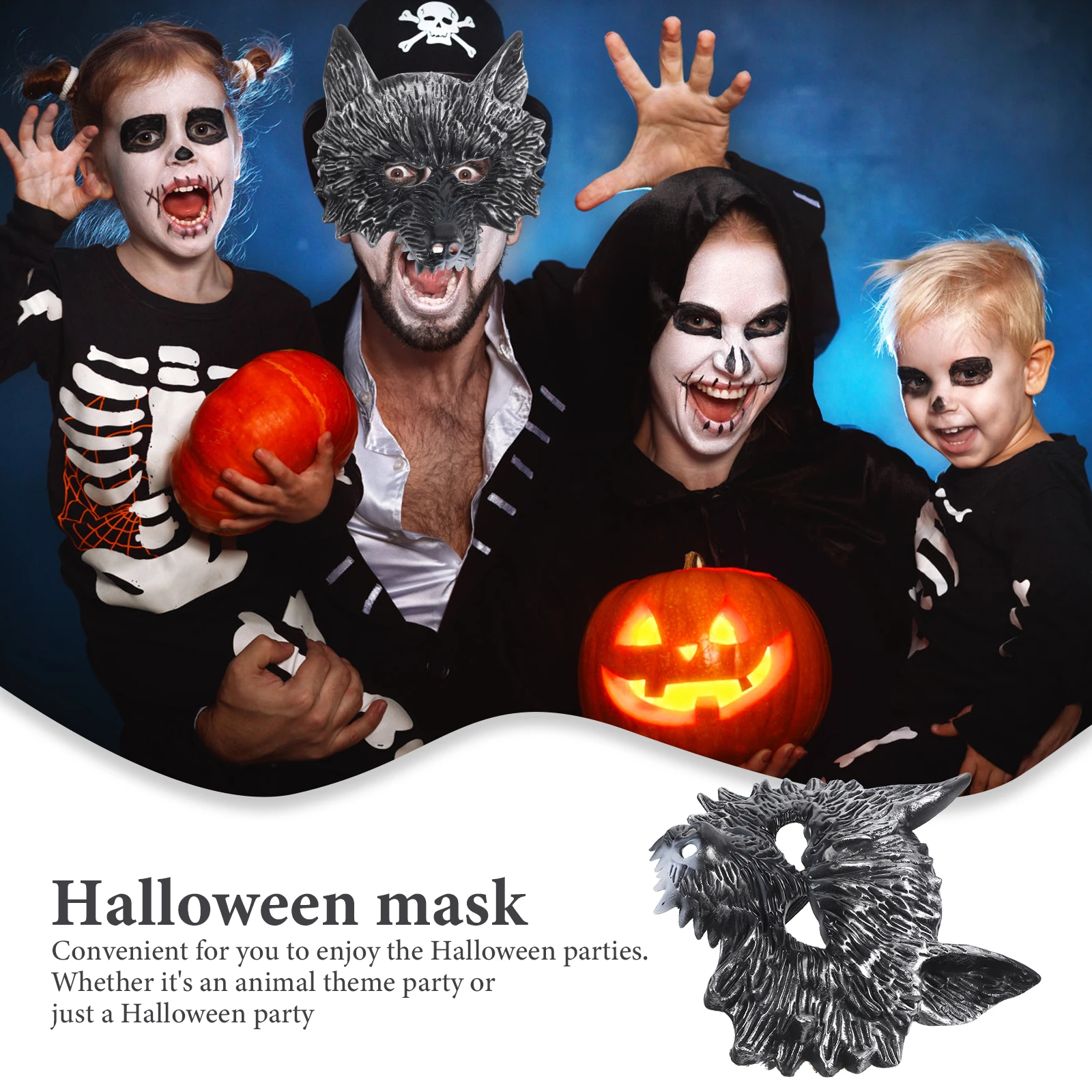 

Halloween Mask Wolf Head Costume Animal Cosplay Furry Silver Headwear