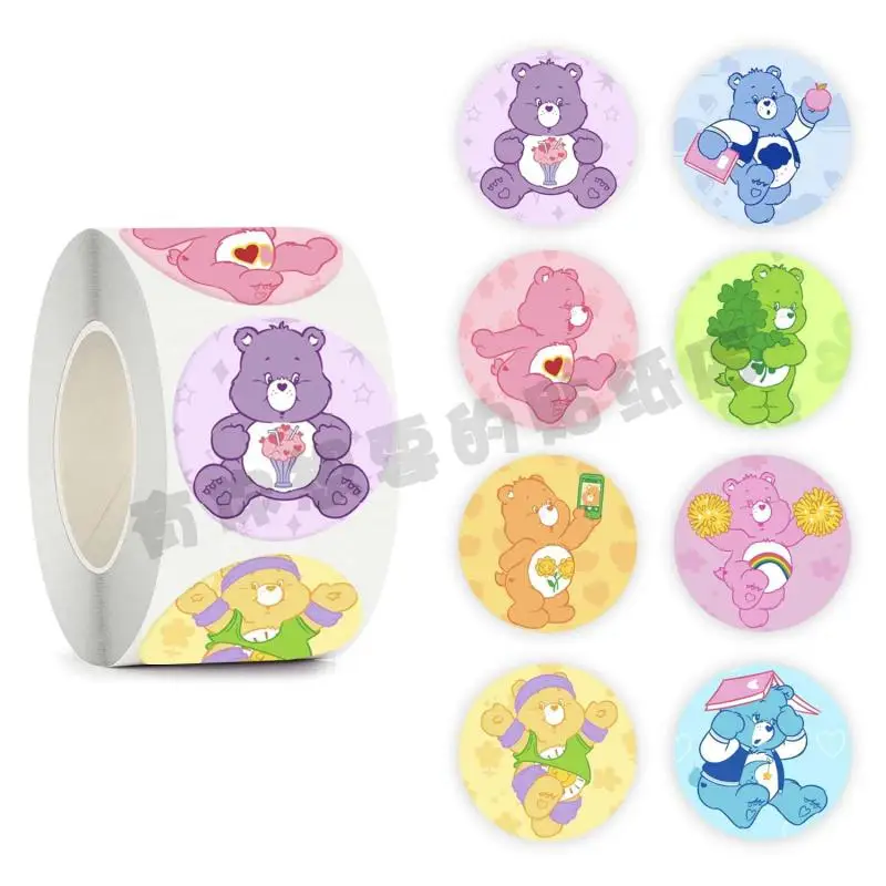 500Pcs Kawaii Care Bears Stickers High Beauty Roll Sticker Handheld Kids Toy Decoration Sticker Diy Luggage Laptop Car Stickers