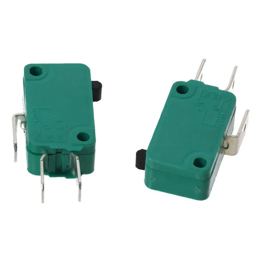 2pcs Durable KW3-OZ Micro Limit Switches 16A 125/250VAC Green Micro Switch SPDT NO NC 3 Pins Limit Switch PCB Terminals