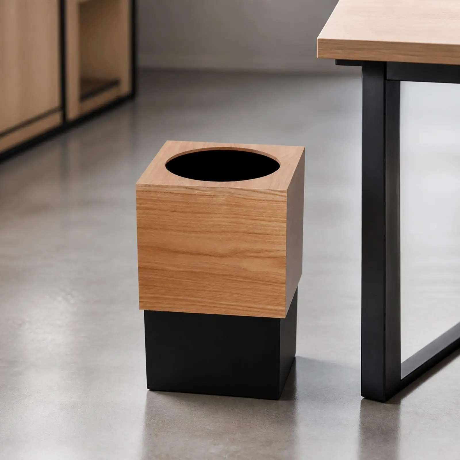 Space Saving Wood Veneer Waste Container Double Bin Design 10 Liter Capacity for Bedroom Office Hospitality