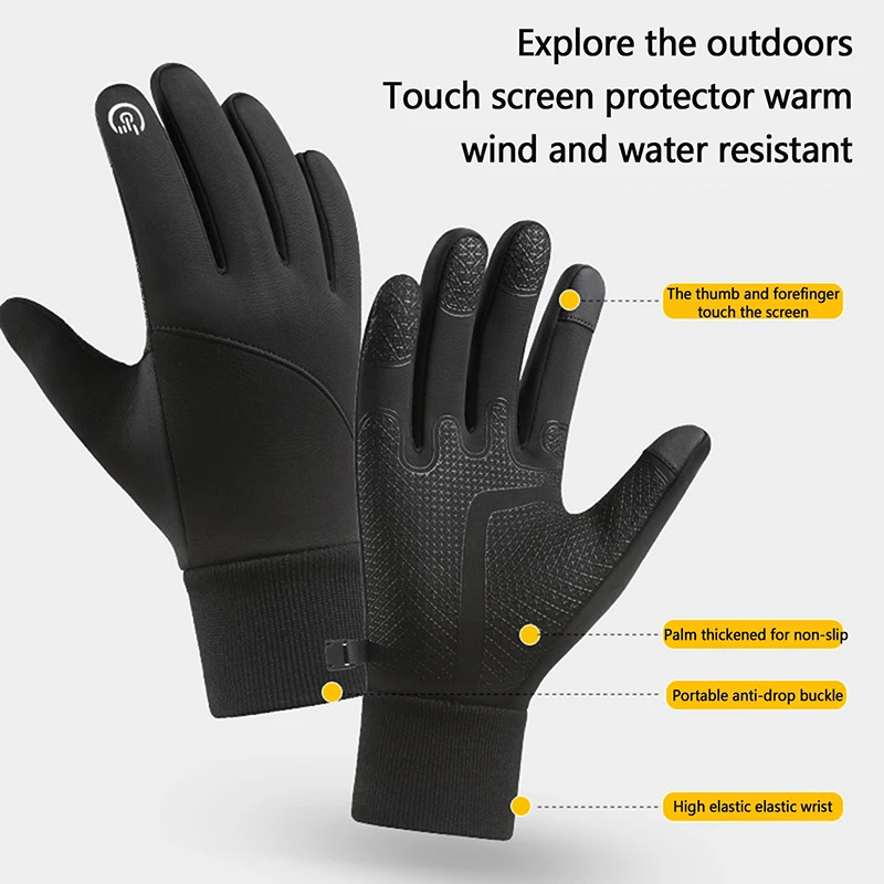 Winter Warm Touch Screen Gloves Outdoor Windproof Waterproof Cold-proof Gloves Men Driving Cycling Fishing Ski Gloves