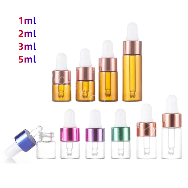 Dropper Bottle Color Circle 1ml 2ml 3ml 5ml Transparent Fine Oil Tawny Separate Trial Sample Mini Gotero De Piezas Wholesale