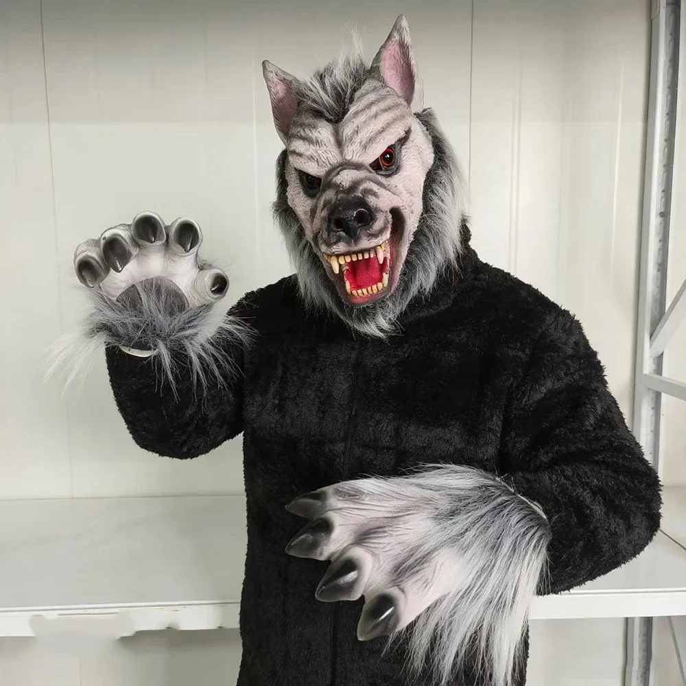 Déguisement Loup-Garou Peluche – Tête, Griffes et Pieds – photo 3