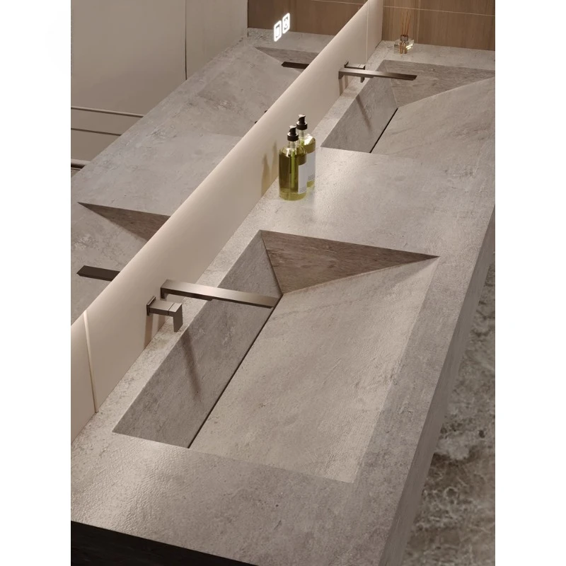 rock slab integrated basin, bathroom cabinet combination set, single and double basin, face wash, hand pool, seamless basin.