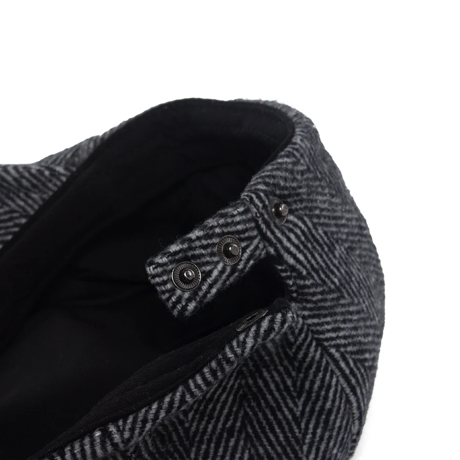 Vintage Große Fischgräten Baskenmütze Für Männer Herbst Winter Warme Casual Zeitungsjunge Mütze Mode Frauen Flachen Hut Zweireiher Einstellbar