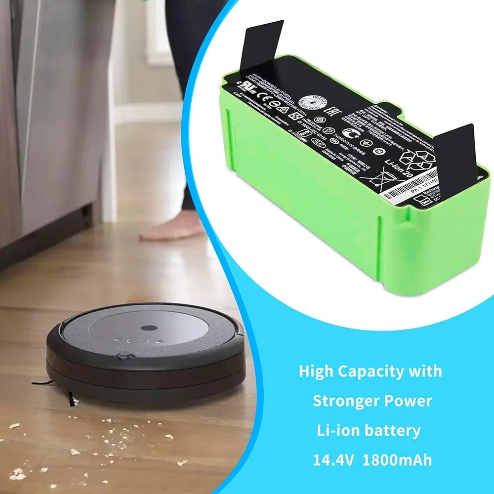 

Высокоемкостная сменная батарея 14.4V для iRobot Roomba серий 600/700/800/900, 3300-6800 мАч, элементы класса А