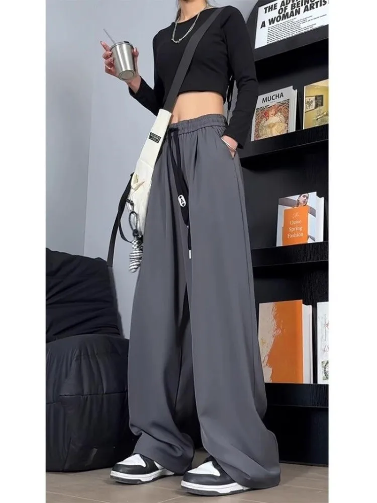 

Ice Silk Men's Summer Thin Loose Wide Leg Pants Qui Dry Straight Casual Sports Trousers Faionable Brand Cool Sle