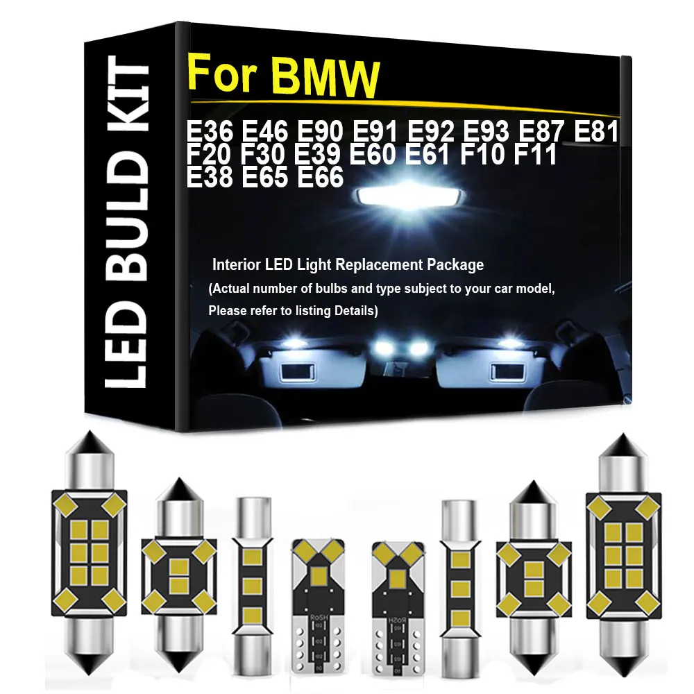 

Комплект светодиодных ламп для салона автомобиля BMW E36 E46 E90 E91 E92 E93 E87 E81 F20 F30 E39 E60 E61 F10 F11 E38 E65 E66 328i 2005 2011 2012