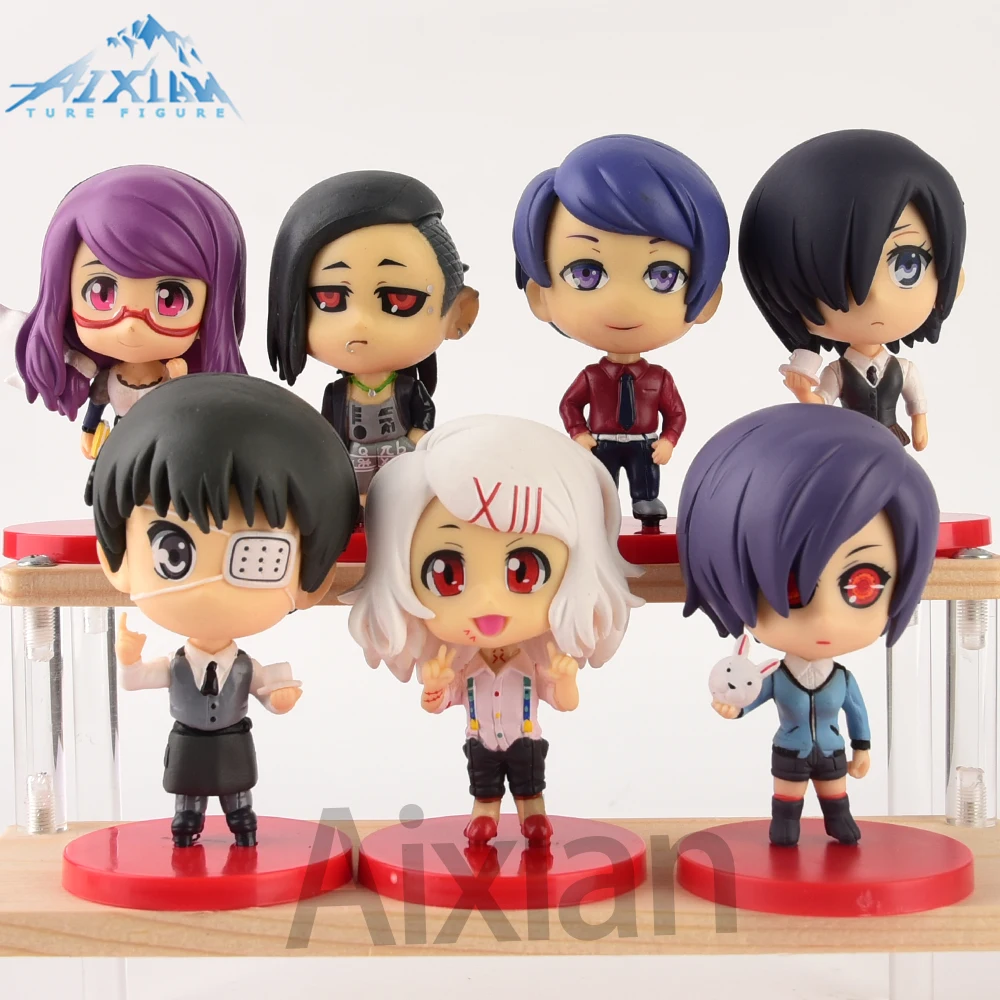 Aixlan Cute Edition Ghoul Figure Kaneki Ken 9CM Touka Kirishima Kirishima Ayato PVC Action Figure Amine Collectible Figurine