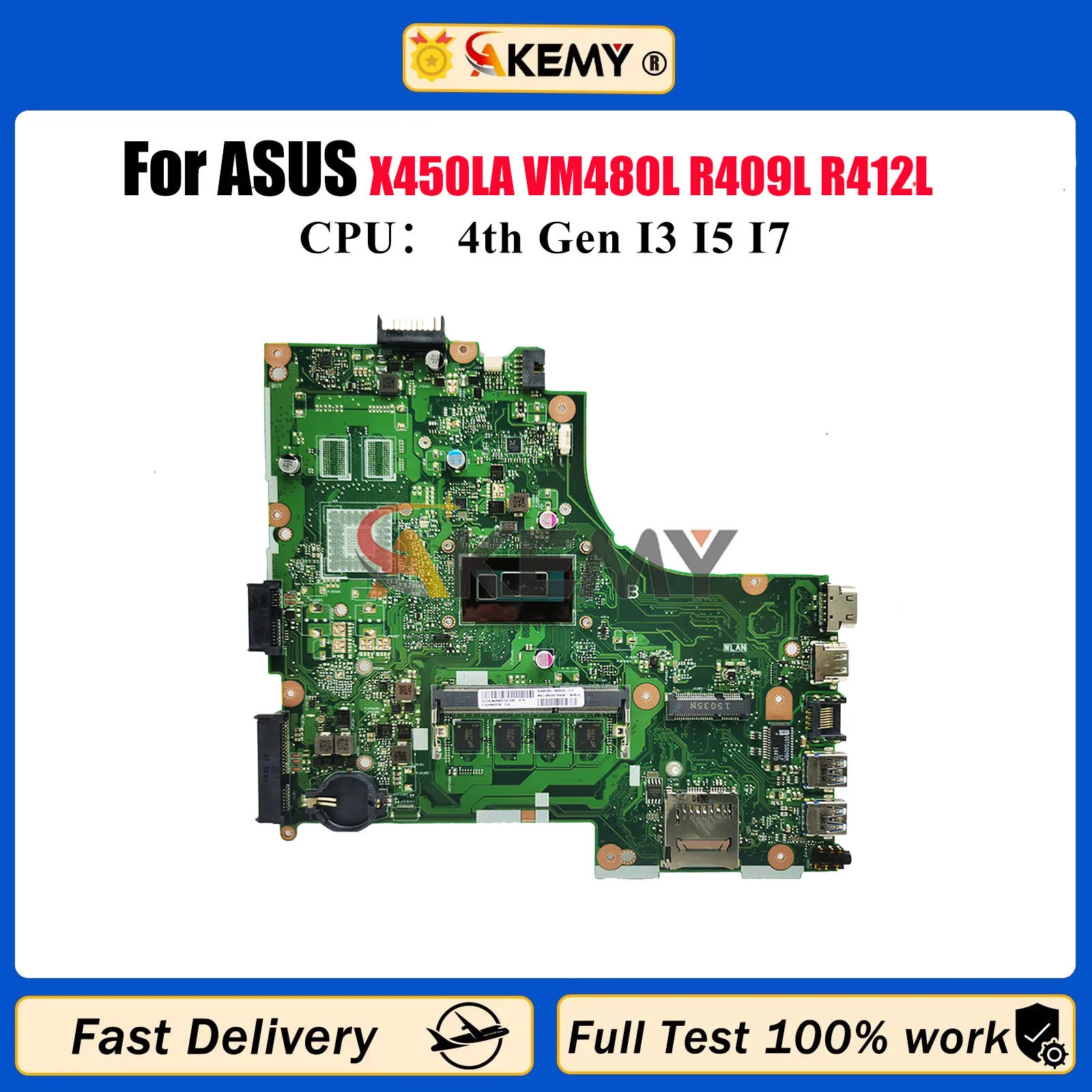 

X450LA Материнская плата для ноутбука ASUS X450L W418L Y481L K450L VM480L R409L R412L X450LD X450LC X450LB X450LN Материнская плата I3 I5 I7 CPU
