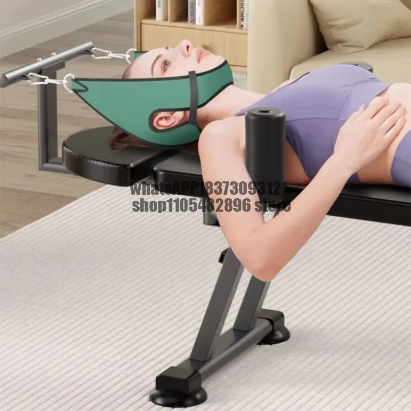Electric Height Increase Cervical Lumbar Traction Inversion Table Spine Stretcher Decompression Therapy Home Fitness Machine
