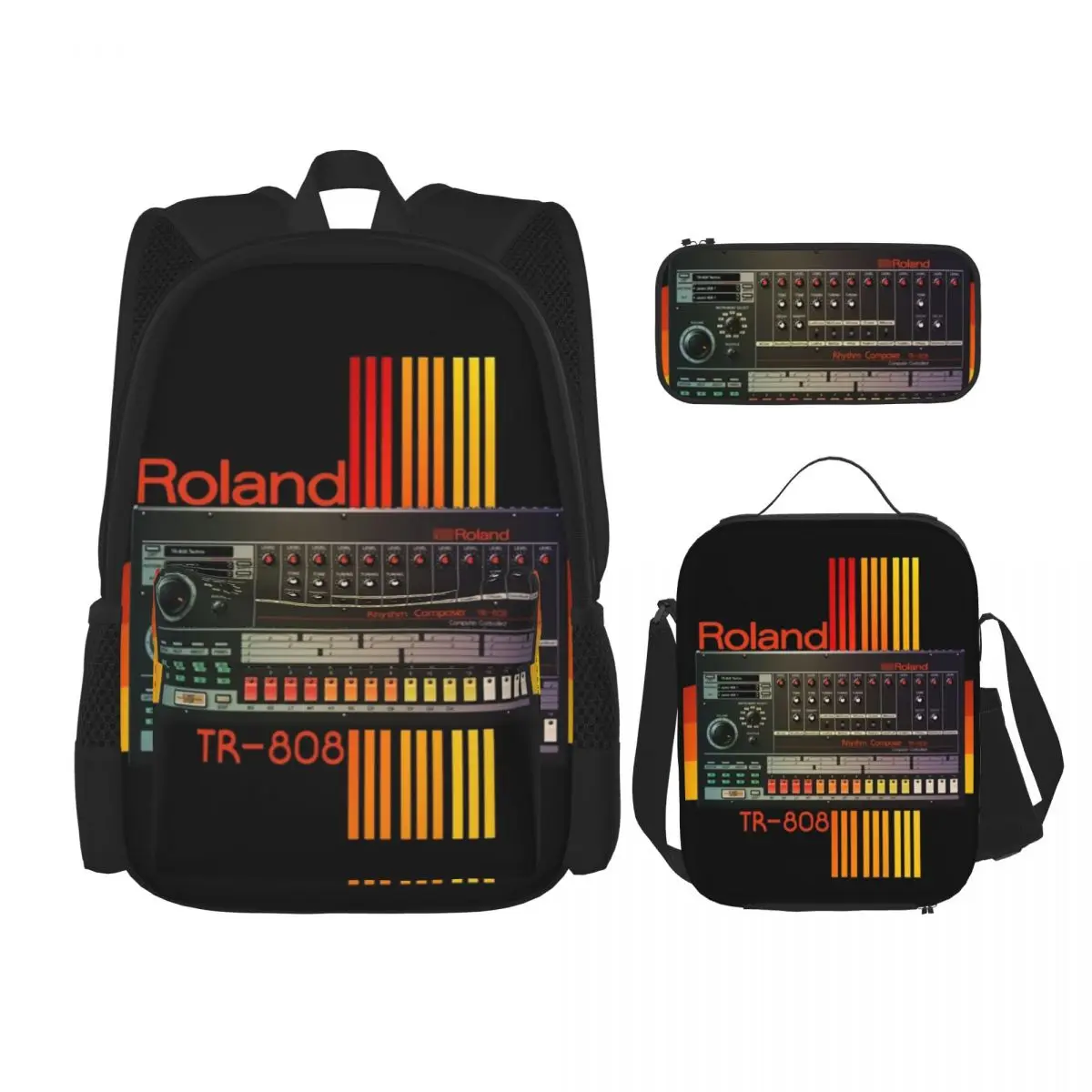 

Roland Tr-808 Drum Machine Model Backpacks Bookbag Children School Bags Kids Rucksack Lunch Bag Pen Bag Three-Piece Set