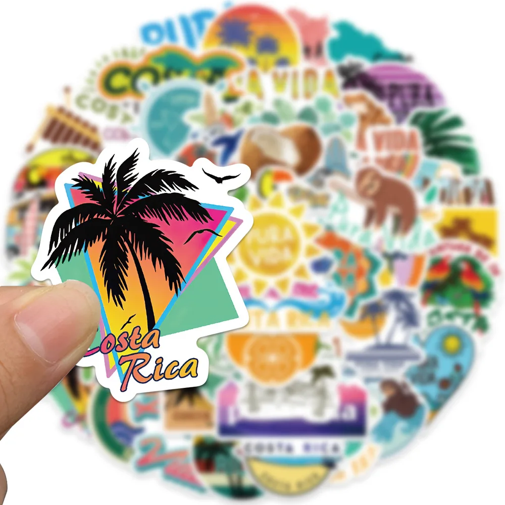 10/50Pcs Costa Rica Hot Summer Cartoon Graffiti Stickers DIY Fridge Guitar Laptop Motorcycle Travel Gifts Decal Toys Stationery