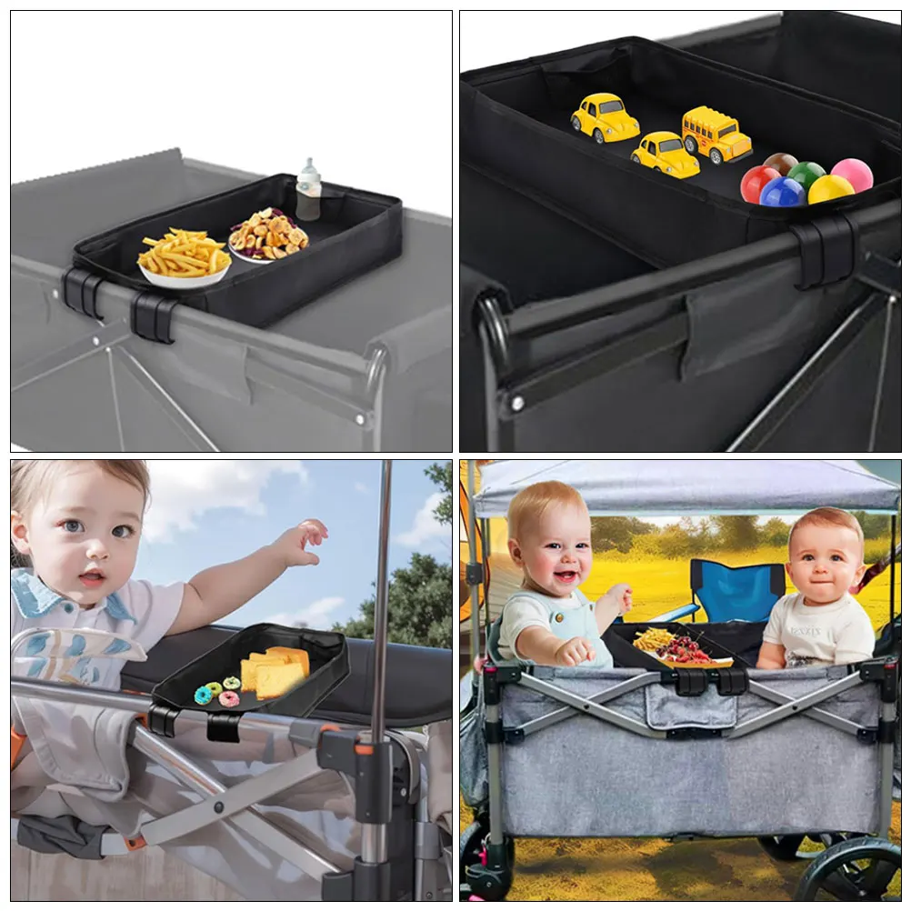 

Universal Stroller Tray Snack Organizer For Baby Toddler Clip-On Food Tray Carriage Wagon Accessory Black Xl Lightweight Canvas