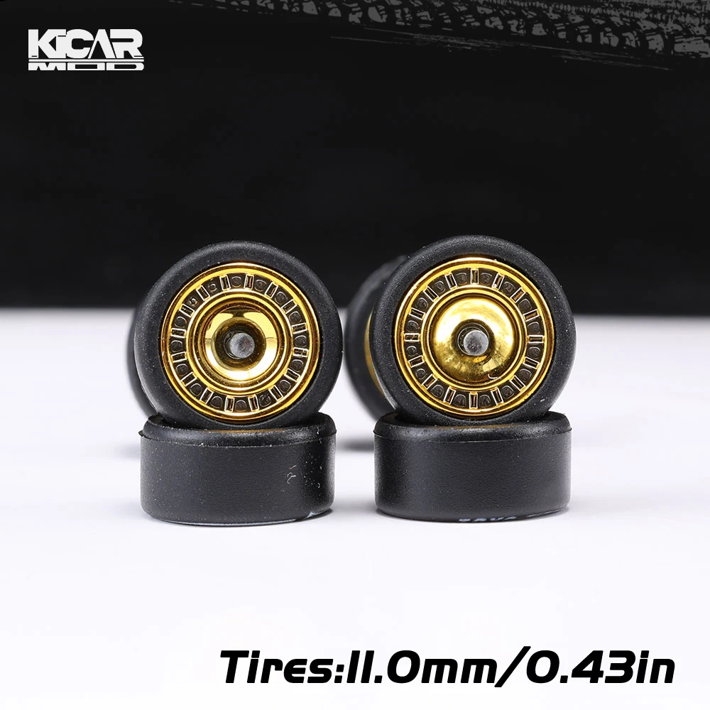 Kicarmod 1/64 Modellauto Abnehmbare Räder mit Gummireifen Umbauteile für Druckguss-Spielzeug Matchbox D:11mm 1 Set – Detail 14