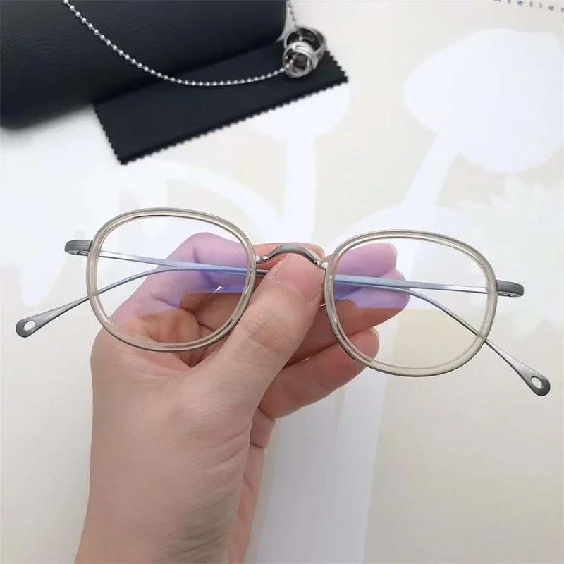 

Janpanese Ultralight Titanium Frame Hand-Made Glasses Retro Myopia Gafas Spectacles Oval For Men Women Prescription Eyeglasses