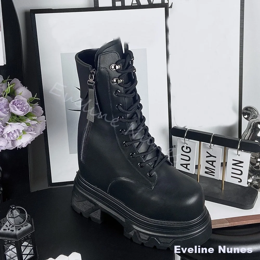 20cm Custom Height-increasing Shoes Women Lace-up Double Zipper Platform Boots Comic Convention Male Performance Cosplay Boots