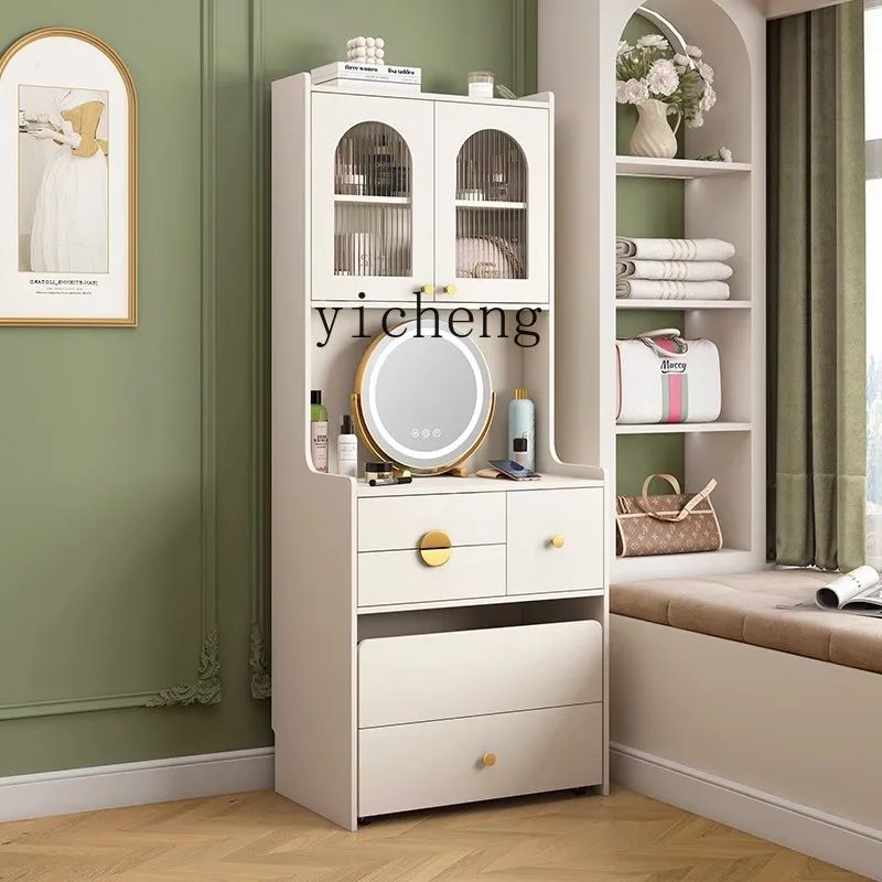 ZK Cream Style Stone Plate Dressing Table Locker Integrated Bedroom Mini Makeup Table Cosmetic Cabinet