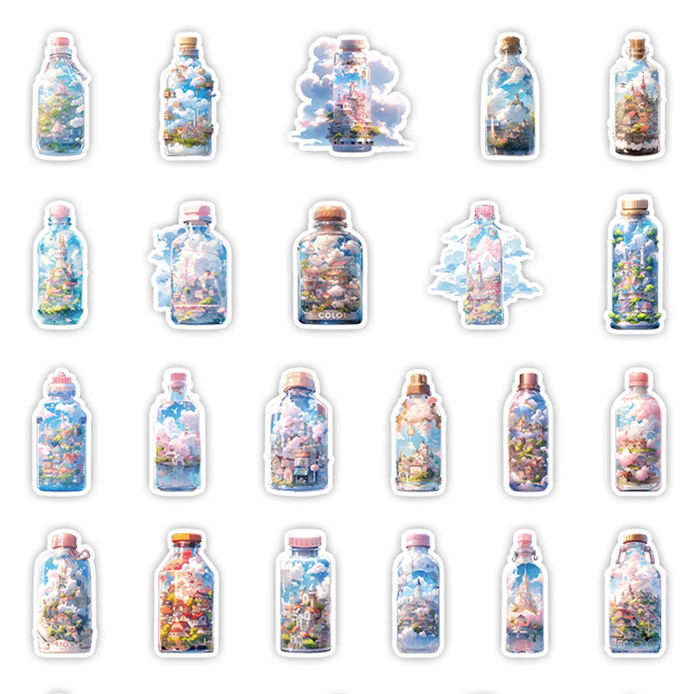 10/30/50PCS Funny INS Style Bottle World View Cartoon Stickers Laptop Phone Case Album Car Decoration Aesthetic Kawaii Sticker