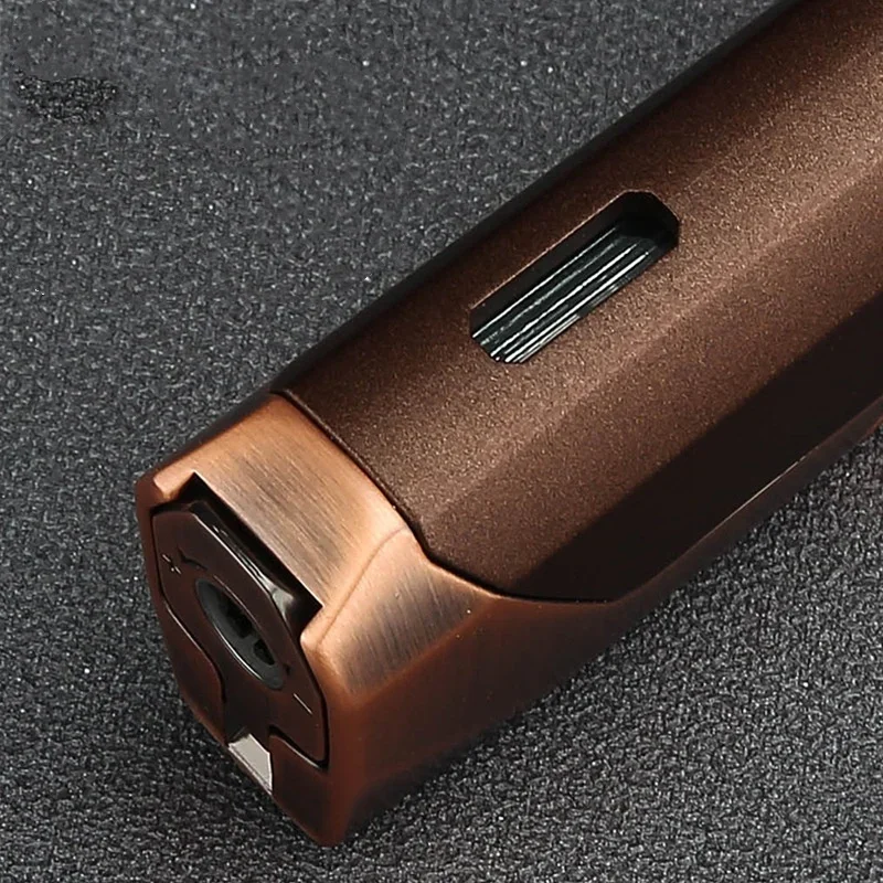 HONEST Dual Direct Injection Gas Lighter Windproof Strong Blue Flame Metal Turbine High Temperature with Cigar Diamonds