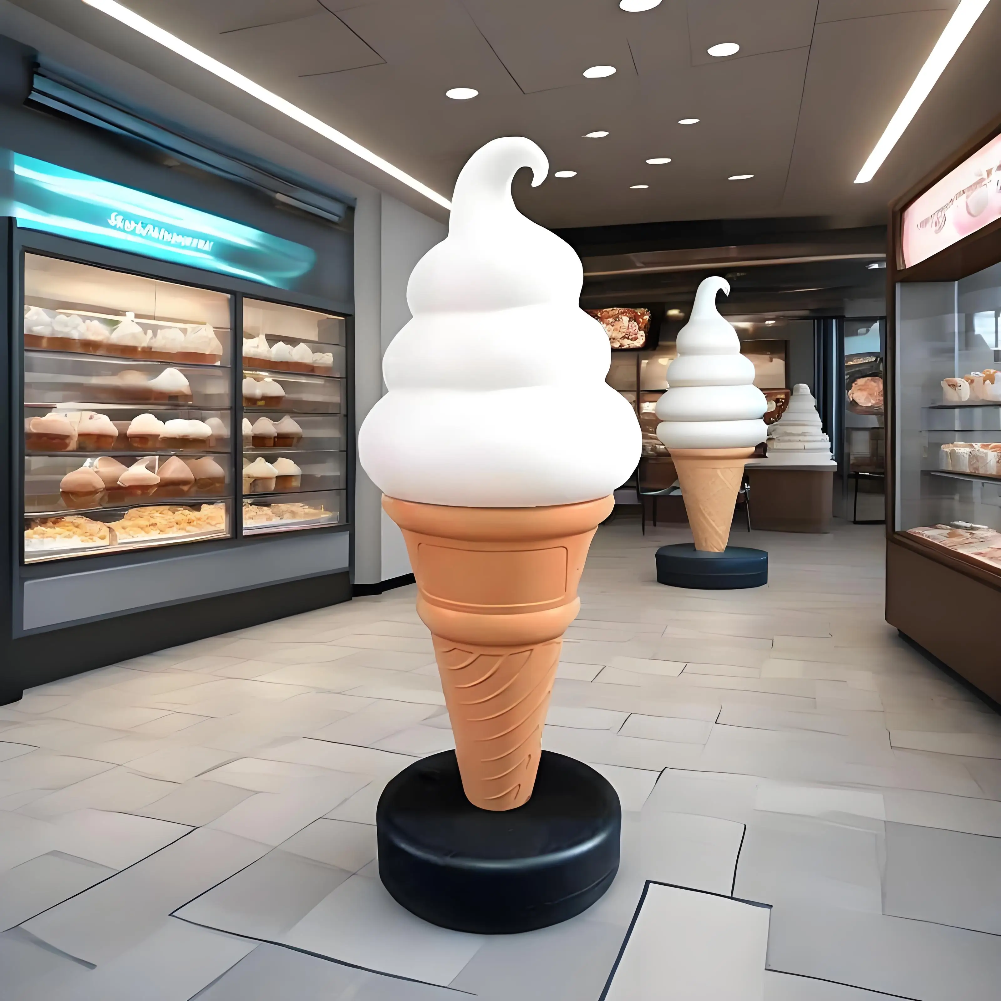60CM/95CM/120CM Outdoor Plastic Ice Cream Models with Lights: A Customer Attraction Tool for Ice Cream Shops/Dessert Shops