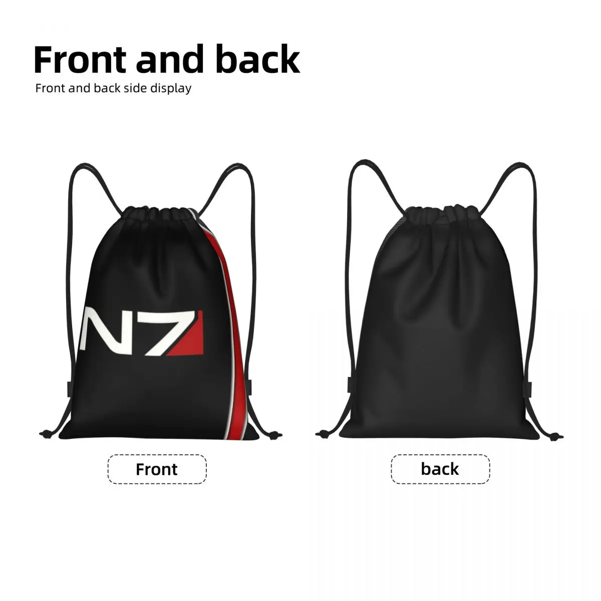 N7 Mass Effect Emblema Drawstring Mochila Sports Gym Bag para Mulheres Homens Aliança Militar Video Game Shopping Sackpack