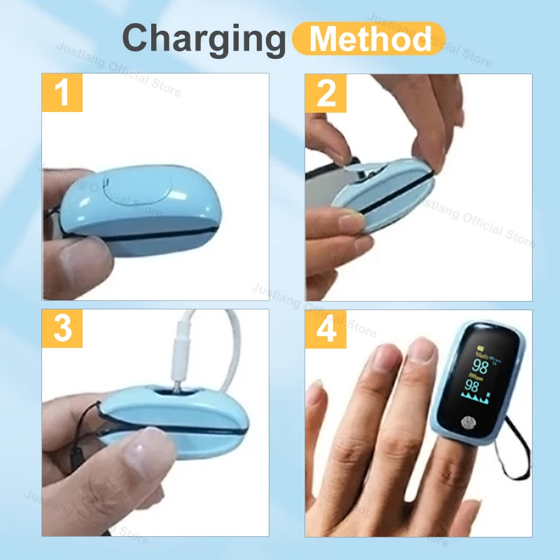 AIQUE Rechargeable Finger Pulse Oximeter OLED Blood Oxygen Saturation Heart Rate Monitor Oxymeter Medical for Adult Child gallery 4