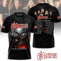 Rock Saxon Band 3d Print T-shirt Men Women Fashion Short Sleeve Tshirt Oversized Hip Hop Tops Tees Kid T shirt Men Clothes Metal