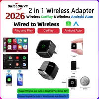 Skilldrive 2026 2 en 1 Ultra Mini adaptador CarPlay inalámbrico Android Auto AI caja inteligente sistemas inteligentes para coche CarPlay con cable