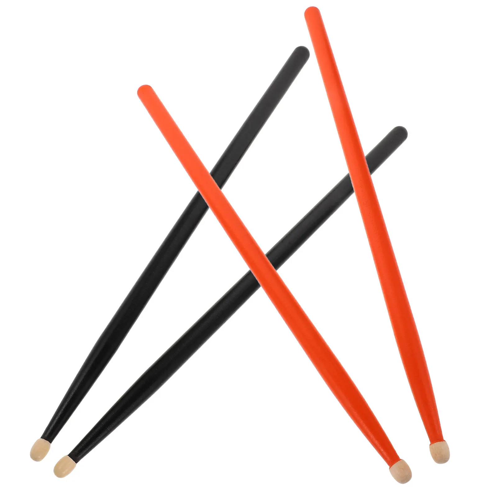 

2Pair Drum Sticks Maple Birch Wood Orange Black for Drum Set Snare Electronic Drums Versatile Balanced Weight Suitable Beginners