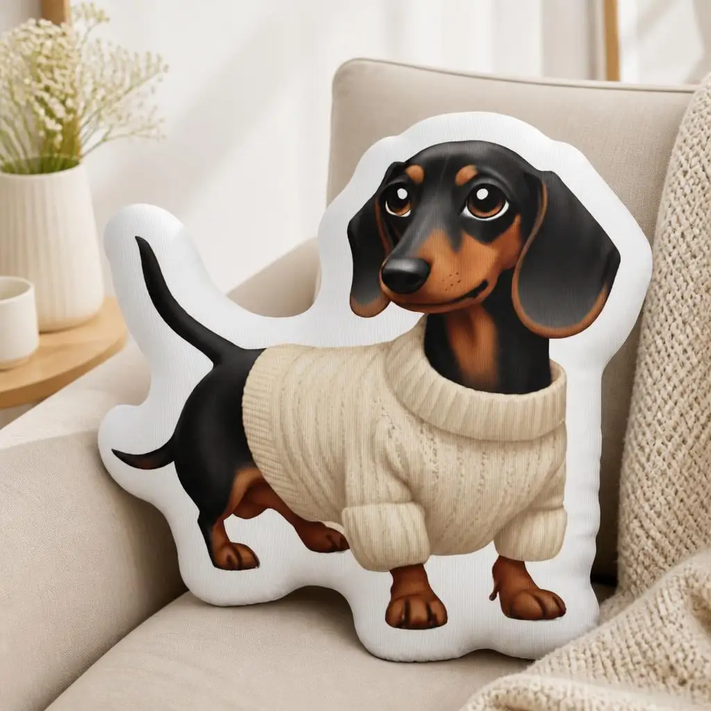 Dachshund Throw Pillow Sweater Dog Cushion Shaped Stuffed Pillow Cute Pet Lover Gift for Sofa Bedroom Home Decor Cushion