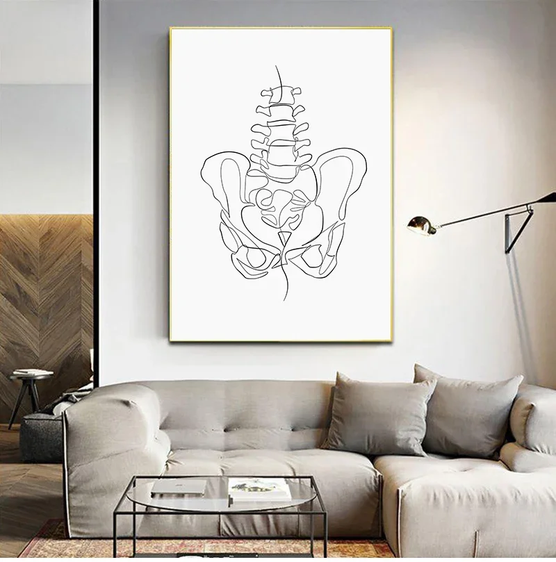 Abstract Chiropractic Art Print Chiropractor Office Decor Vertebrae Sketch Poster Anatomical Human Wall Art Canvas Painting