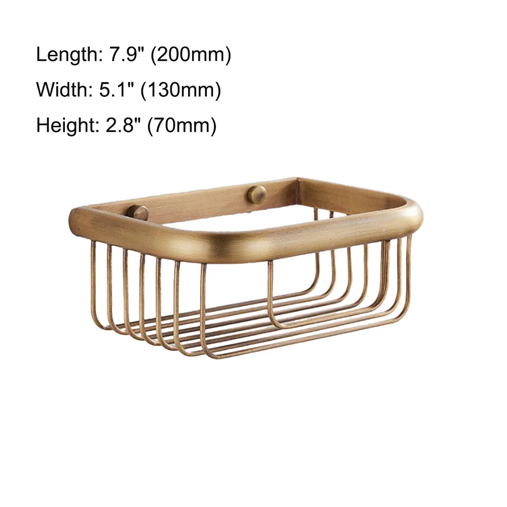 Vintage Retro Antique brass Wall Mounted Bathroom Shower Shelf Storage Basket Bathroom Accessory mzh120