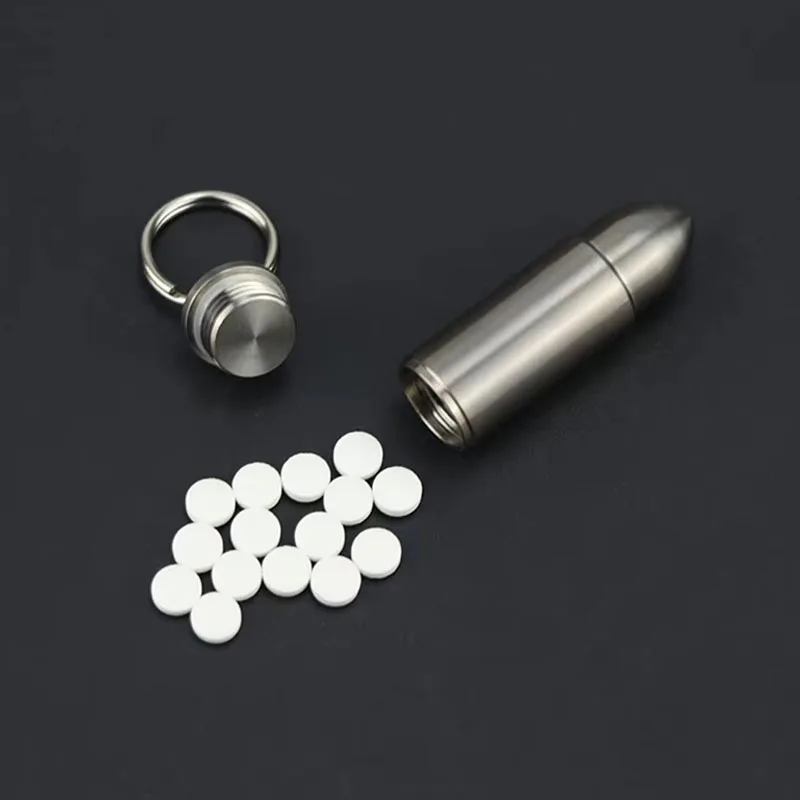 

Titanium Bullet Cylinder Pendant for Mens Womens Lightweight and Non-allergenic Never Rust Sealed Small Pill Box