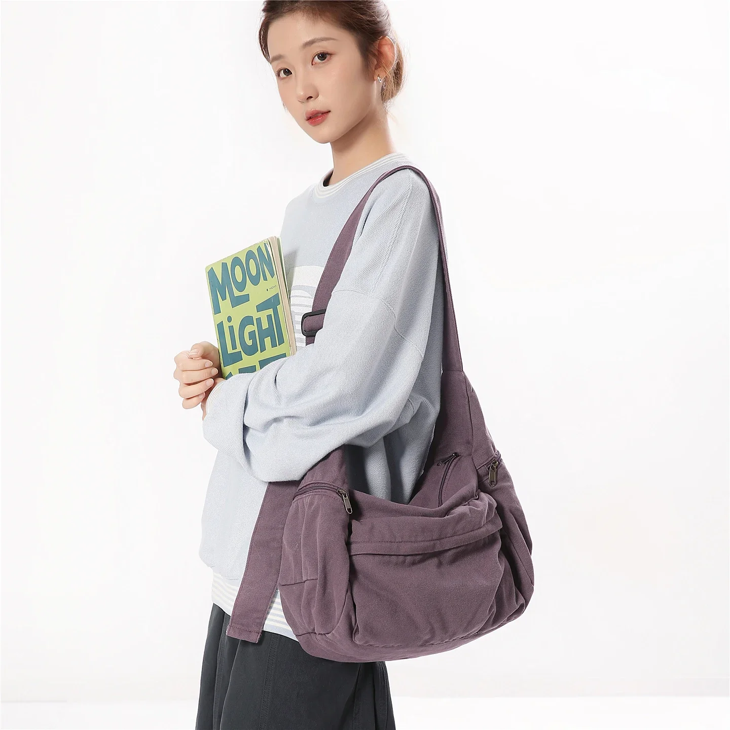 الشارع الشهير قماش حقيبة نسائية كبيرة حقيبة صديقة للبيئة الكورية حقيبة ساعي Y2K حقيبة كتف المتسوق حقيبة خمر حمل حقائب اليد طالب