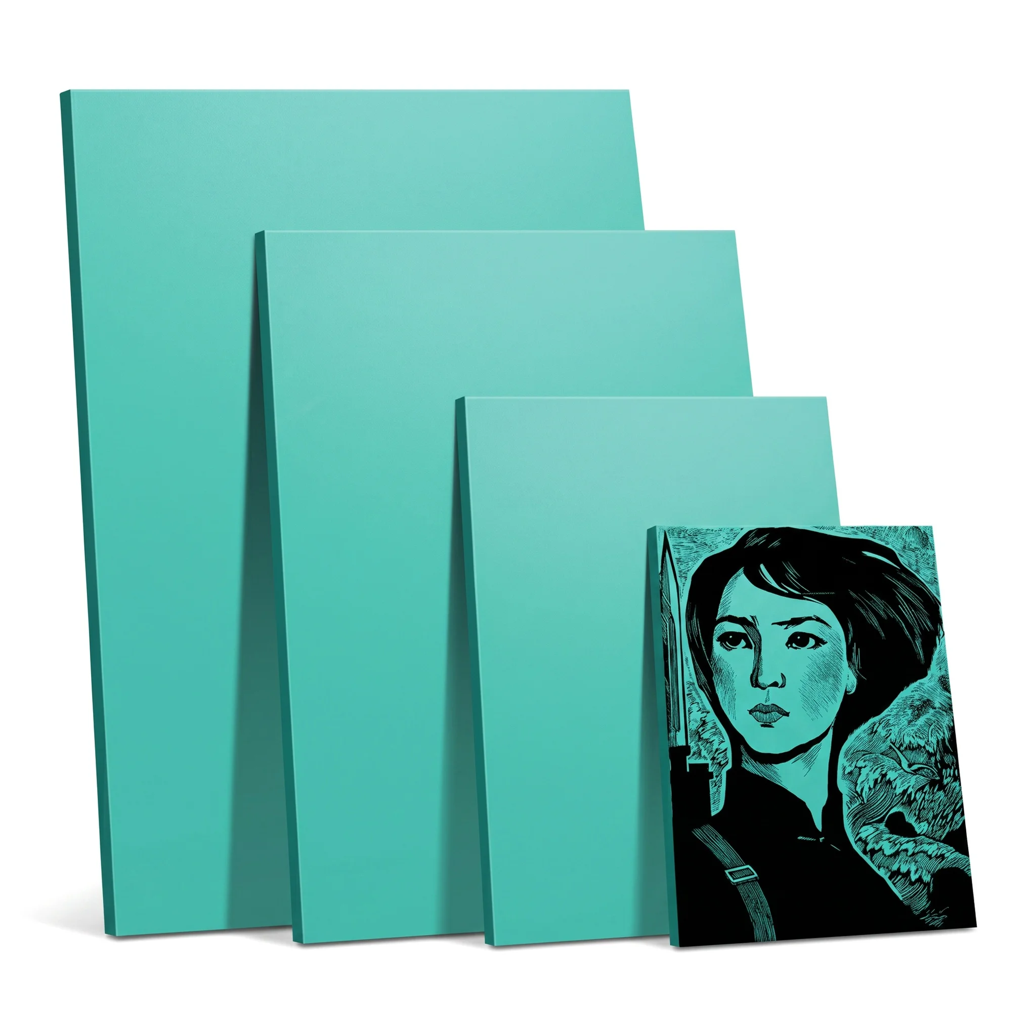 Marie's Thickened PVC Linoleum Printing Plate Set, Green Rubber Board for Printmaking, Ink Painting Art Tools
