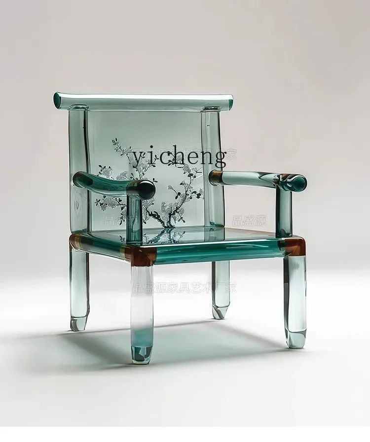 Zz New Chinese Chair Transparent Resin Tea Table Official Hat Armrest Taishi Chair Art