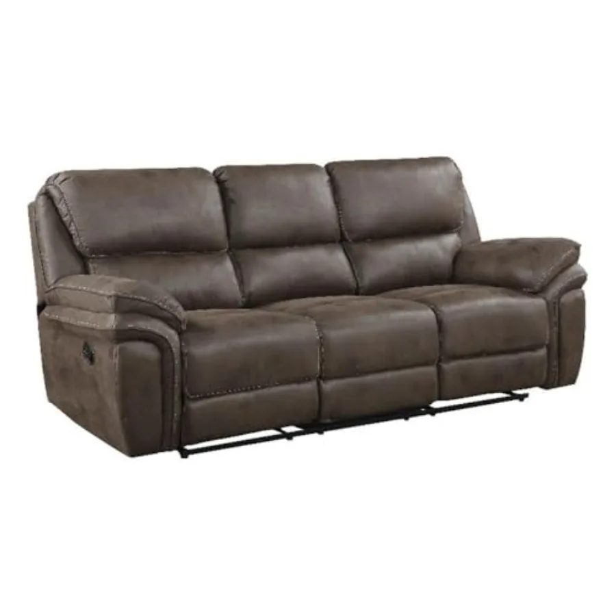 

Manual Double Reclining Sofa, 66" Wide, Polished Microfiber Upholstery, Solid Wood and Metal Frame, Foam Cushion and Pocket Coi