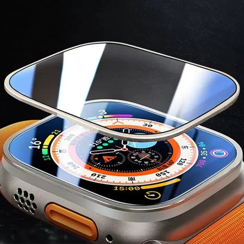 HD Tempered Glass+Titanium frame for Apple Watch Ultra 1/2 Screen Protector 49mm lightweight glass protector for iWatch Ultra2\1