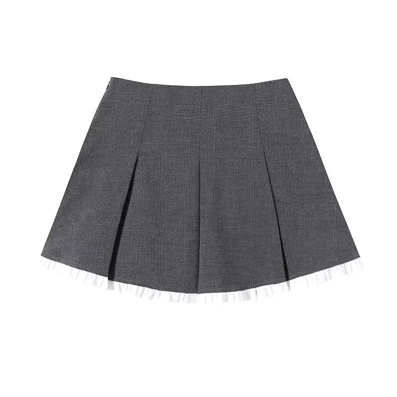 Casual Women's  Skirt High Waist Pleated Splicing Design Versatile Winter New Arrival Ci Commute A-Line Skirt