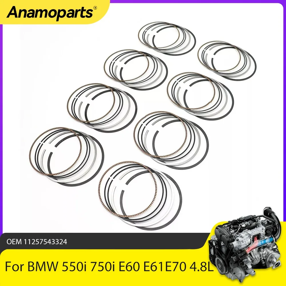 

Engine Parts 8pcs Piston Rings Repair Kit Fit 4.8L For BMW 550i 750i N62B48B N62B48A E60 E61 E65 E53 E70 4.8L 11257543324 04-10