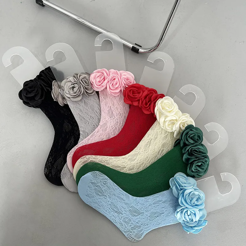 

Lolita Socks Japanese Sweet Cool Candy Color Stockings Lace Camellia Elegant Women's Mid-Calf Cute Ruffle Sexy Socks Lace Socks