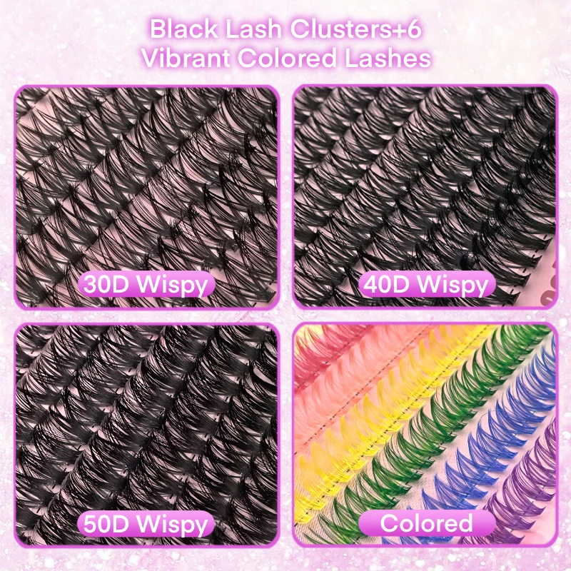 DIY Eyelash Book Lash Cluster Extension Kit, Mix Styles Individual Lash with Bond & Seal, Eyelashes Remover,Tweezers