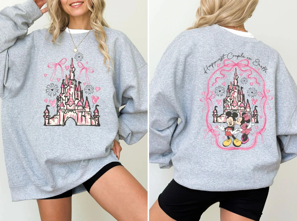 Sweat-shirts du couple les plus heureux sur la Terre, sweats du château Disney, sweats du château de la Saint-Valentin, sweats à capuche du château magique