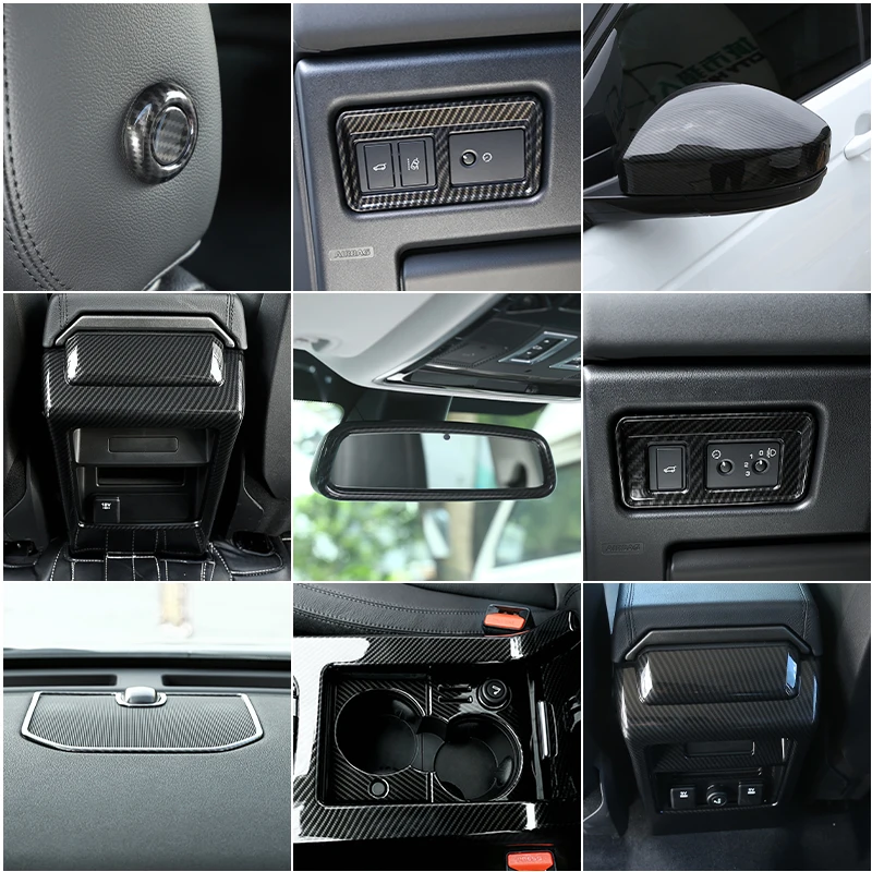 Car Interior Carbon Fiber Style Modified Stickers For Land Rover Discovery Sport 2015-2019 Auto Gear Shift Panel Cover Accessory