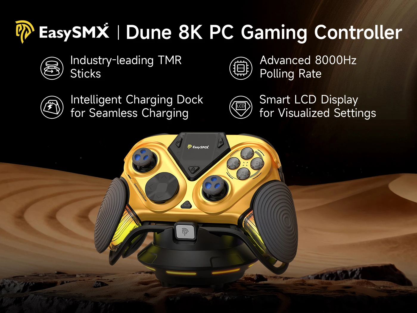 EasySMX D15 3-Modus-Spielcontroller, Gamepad mit TMR-Joystick, RGB-Ladestation für Nintendo Switch, PC, Android, iOS – Detail 1