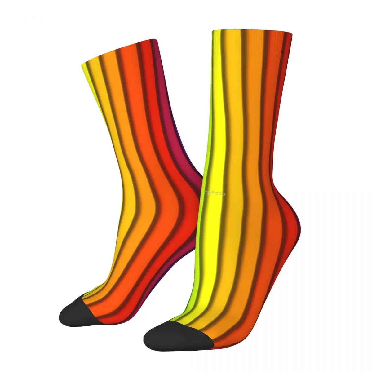 Rainbow Striped Socks Vertical Lines Print Fashion Stockings Girls Medium Soft Running Sports Socks Autumn Custom Non-Slip Socks