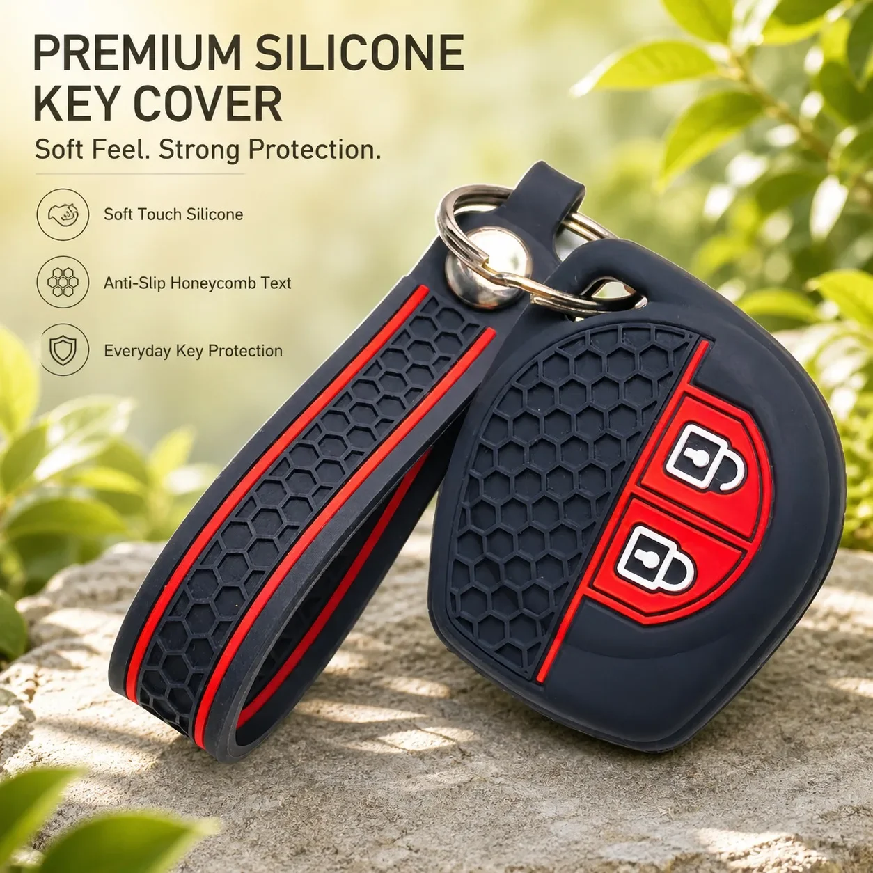 Silicone Car Key Fob Cover with Keychain for Suzuki Swift Alto Jimny SX4 Vitara Ignis Celerio 2 Button Anti Scratch Key Holder